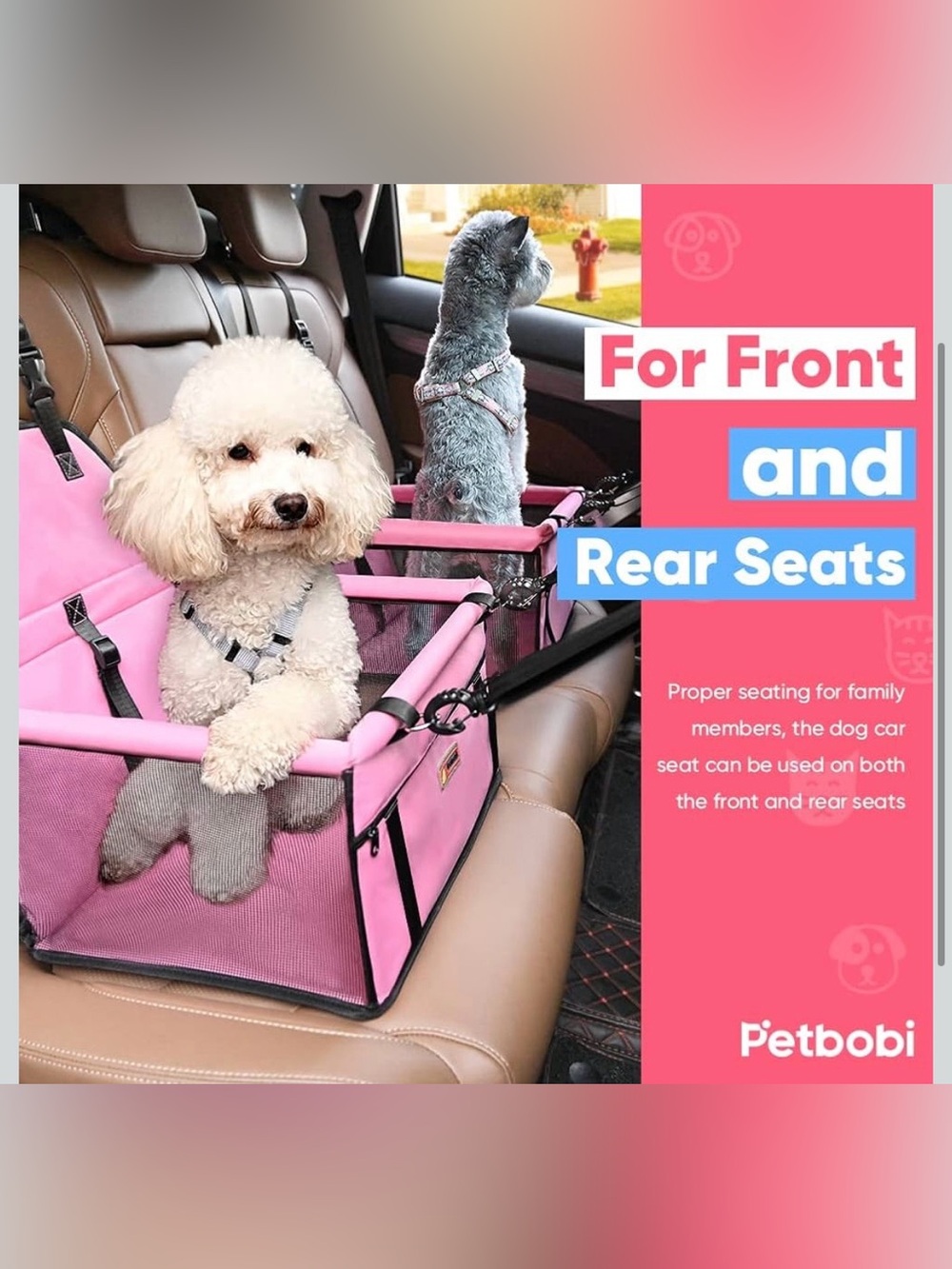 Pink Petbobi Pet Booster Car Seat for Pets Up To 15lbs - Picture 6 of 16